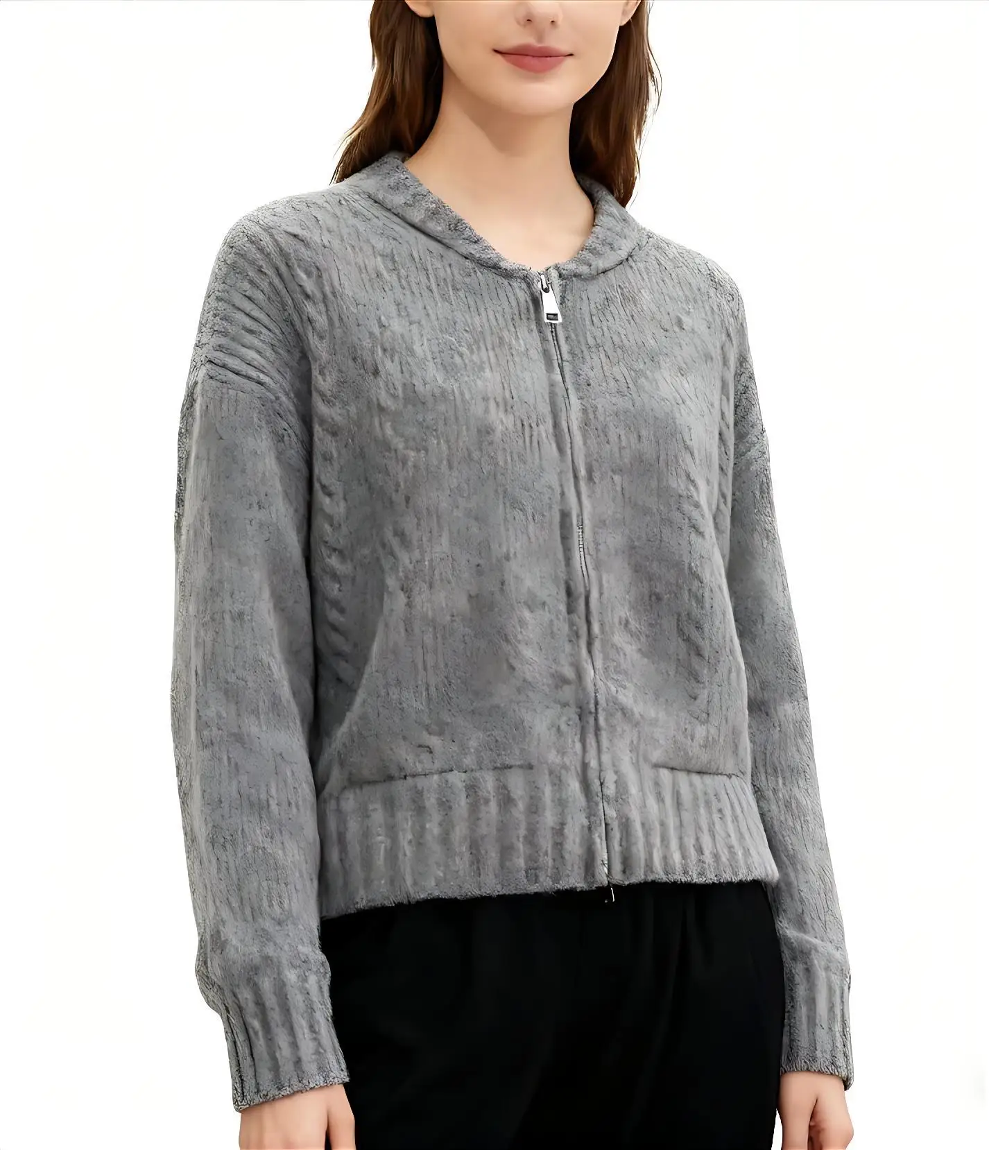 

Bomber Jackets Womens Jacket Navy Winter Woolen Rayon Double-Sided Ladylike Lady'S Knitwear French Style Fitted Korean Pressed