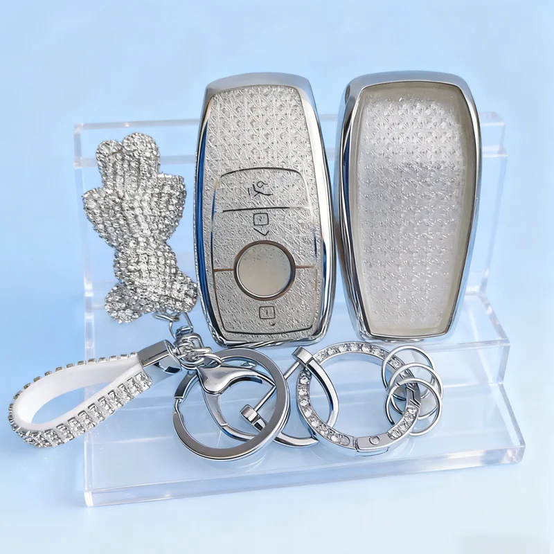 White Diamond TPU für Mercedes Benz A C E G-Klasse GLC CLE CLA GLB GLS W177 W205 W213 W222 X167 AMG Fernbedienung Autoschlüsseletui Abdeckung Fob