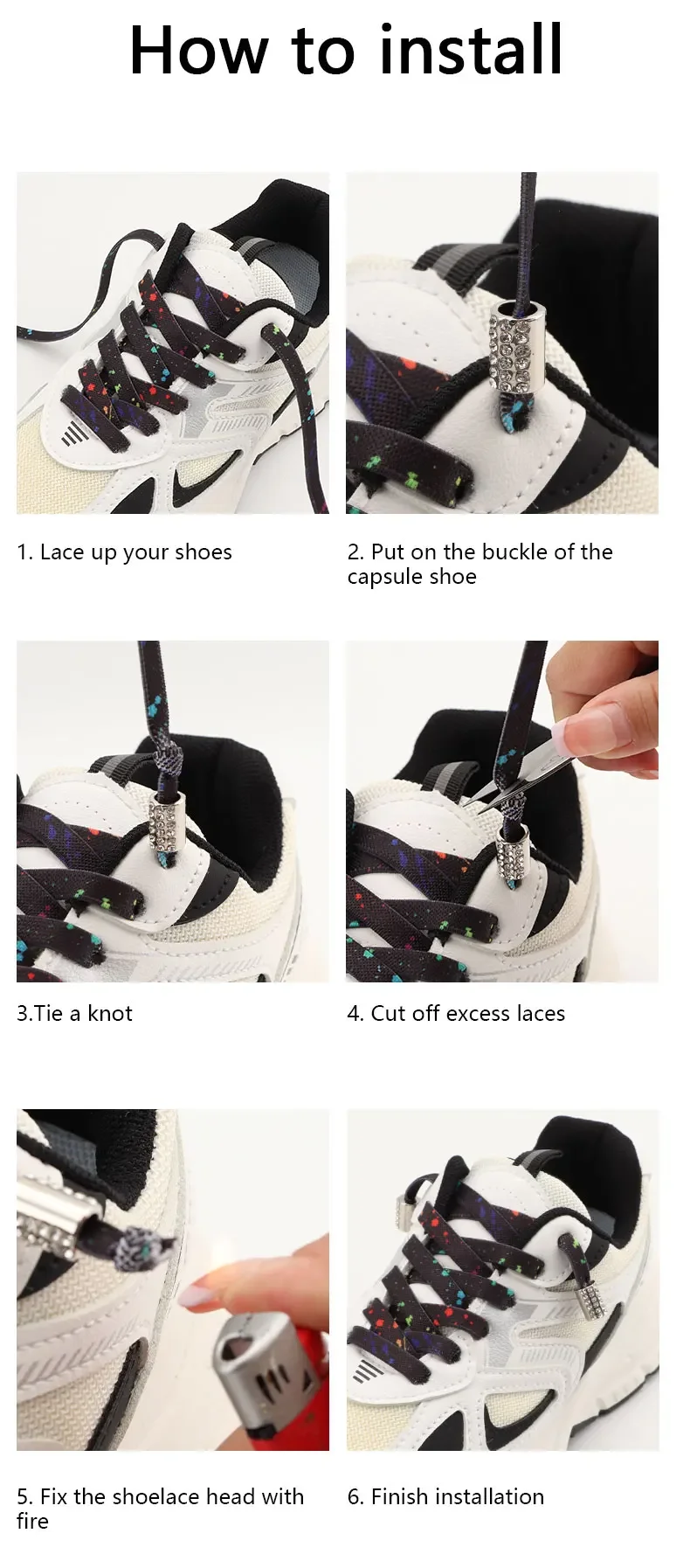 Diamantschnallen-Schnürsenkel ohne Schnürsenkel, Schnürsenkel für Sneaker ohne Schnürsenkel, flache, elastische Schnürsenkel, Schnürsenkel für Schuhe, Zubehör – Detail 7