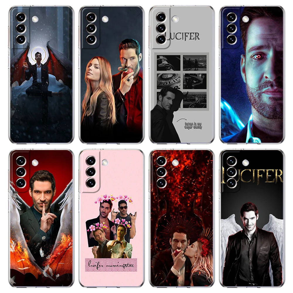 Lucifer Transparent Cover for Samsung Galaxy S24 S23 S22 S20 S21 FE Ultra S24 S23 S10 S10E S9 S8 Plus 5G Phone Case Fundas Coque