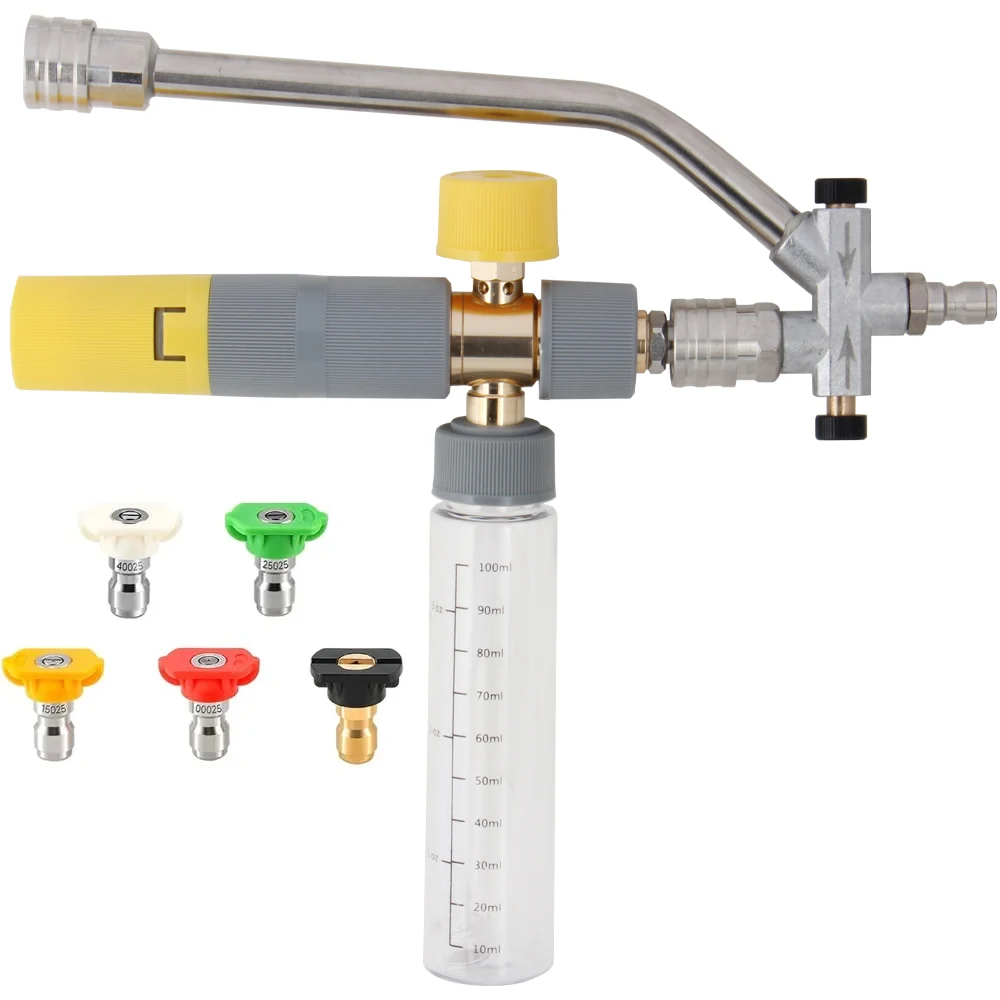 

Professional High Pressure Washer Gun & Mini Foam Cannon 2-in-1, Efficient Snow Foam Lance for Car Wash and Auto Detailing Tasks