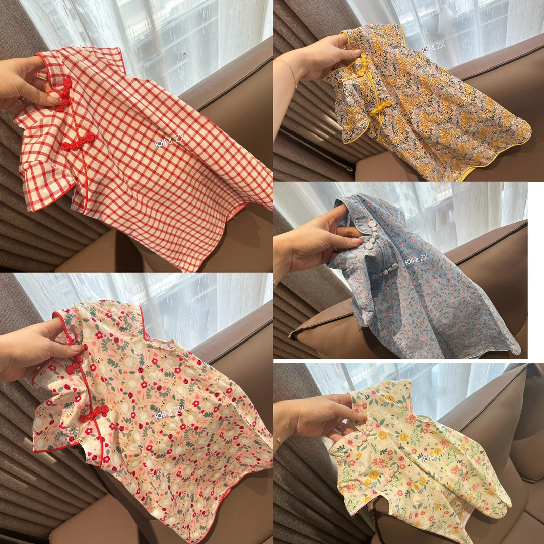 Girls\' dress summer dress new Chinese style cheongsam floral foreign style princess dress summer 2024 new Chinoiserie