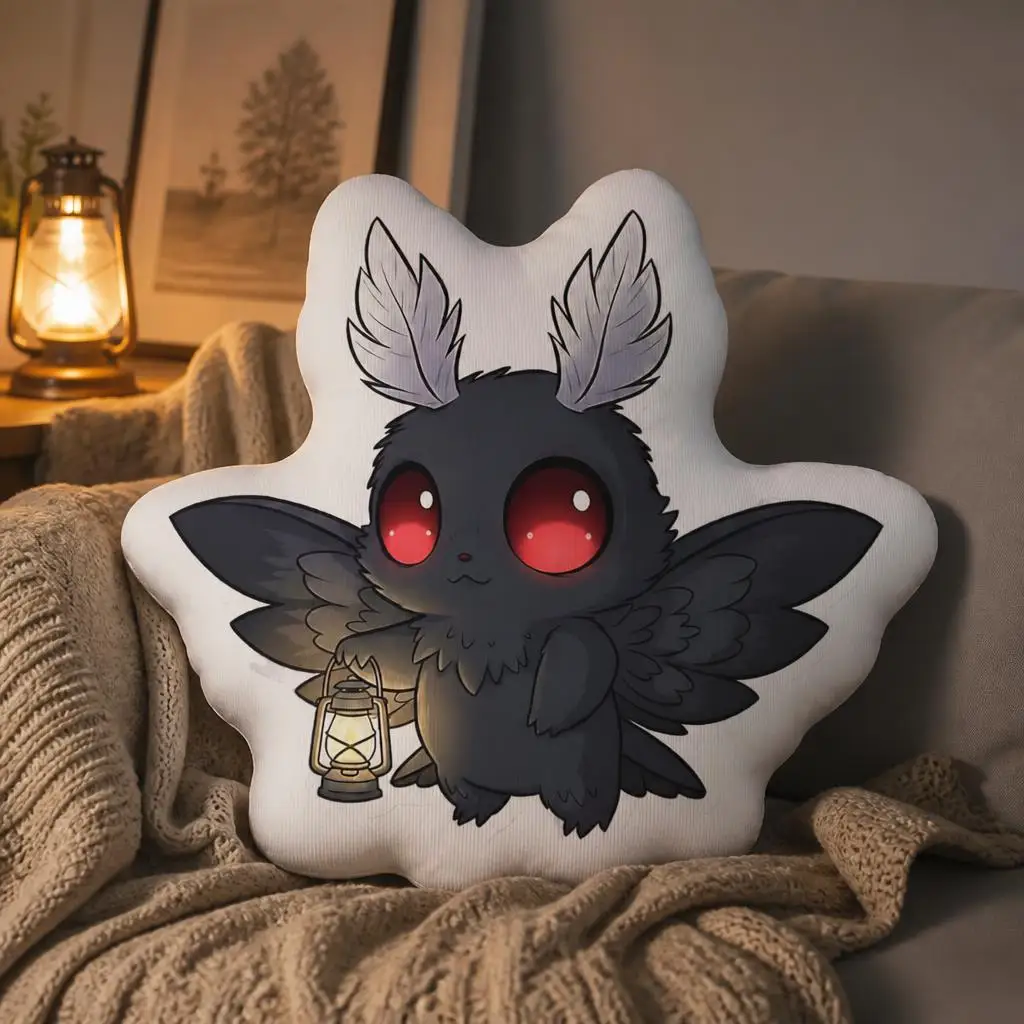 Cute Gothic Mothman Shaped Pillow Cryptid Cushion Stuffed Throw Pillow for Sofa Home Decor Gift for Urban Legend Enthusiasts
