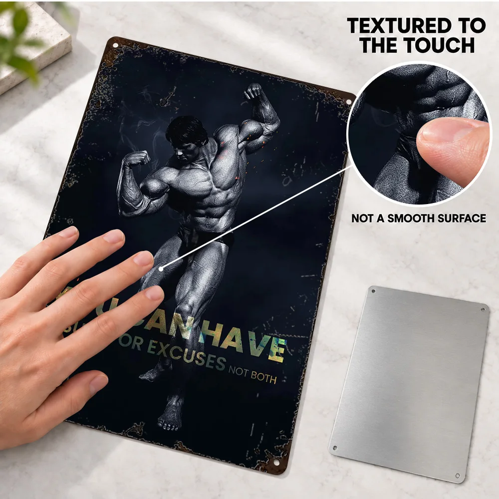 Arnold Schwarzenegger Bodybuilding Textured Metal Poster Customized Aluminum Sign Monochrome Wall Art For Gym Fathers Day Gift
