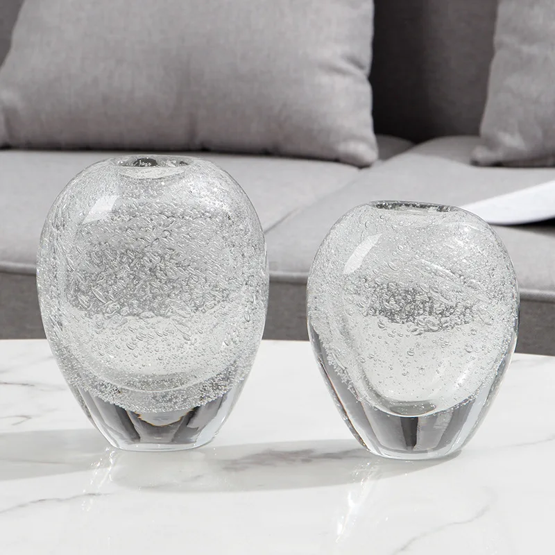 Bubble transparent flower bottle modern home glass handicraft ornament soft decoration model room dining table living room