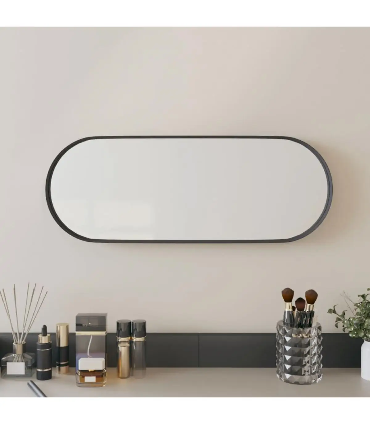 Black oval wall mirror mirrors 15x40 cm