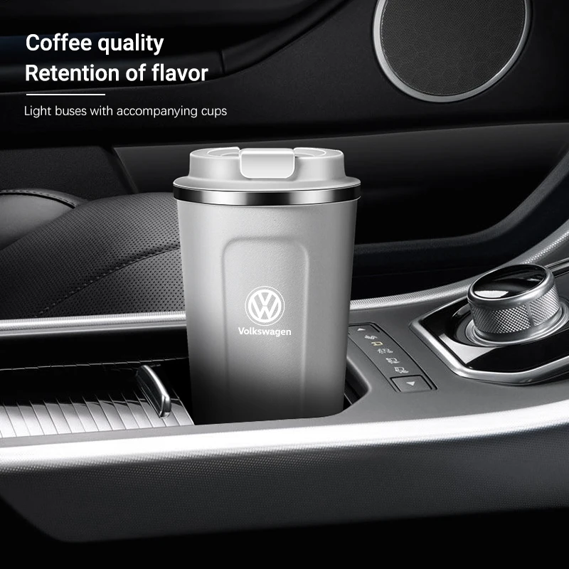 Car Portable Coffee Cup Laser Car Logo Insulated Mug For Volkswagen VW Polo Golf T5 Caddy T4 Touran Golf GTI Passat Scirocco GTD - view 2