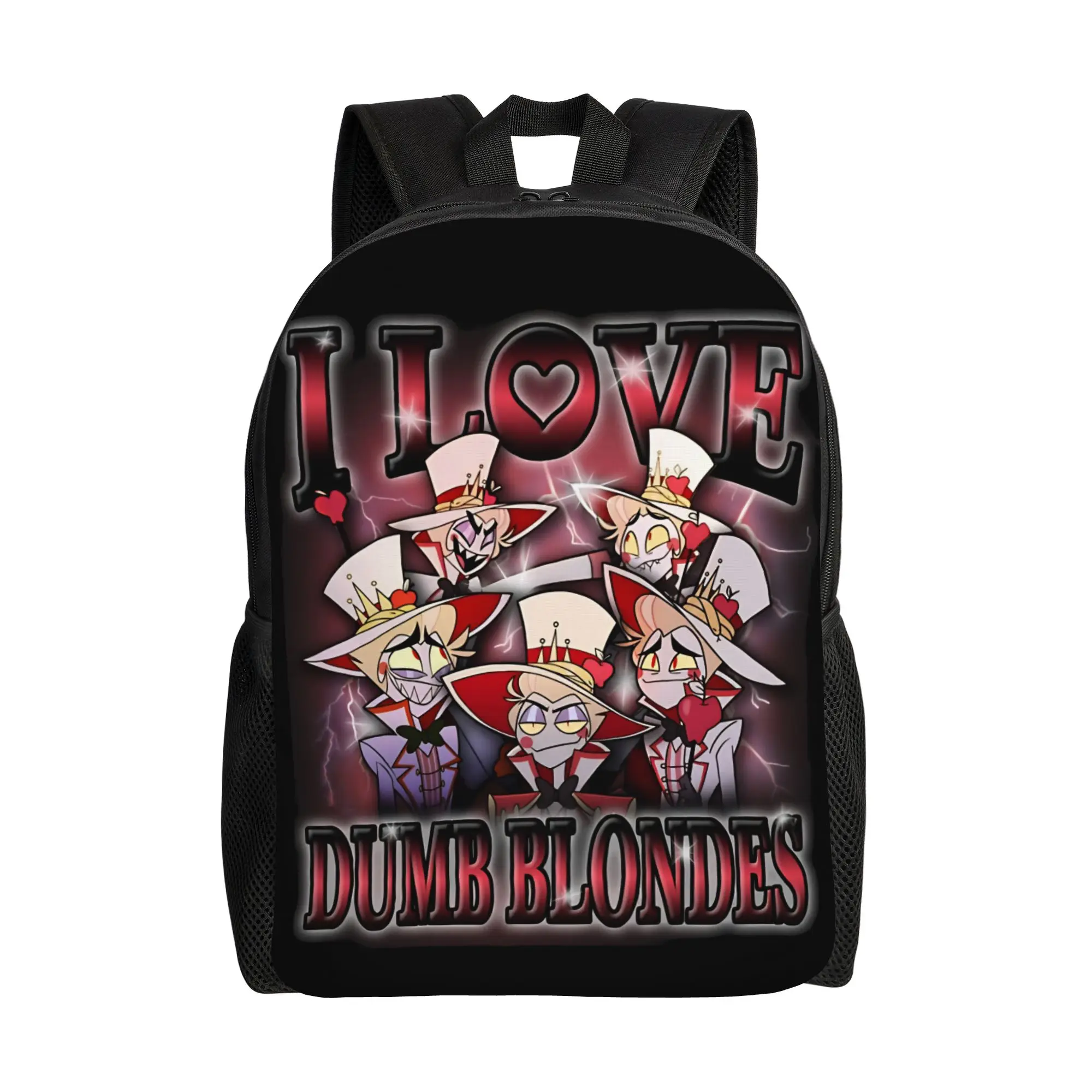

Рюкзак Hazbins Hotels Lucifer I love dumb blondes, студенческий, унисекс, легкий, для старшей школы, для тренировок