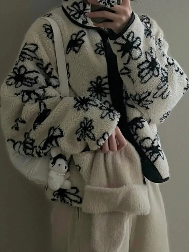 

Reversible Cotton Jacket Women Double Faced Winter Parka with Loose Fit Design Y2K Multifunctional Small Size Coat Streetwear