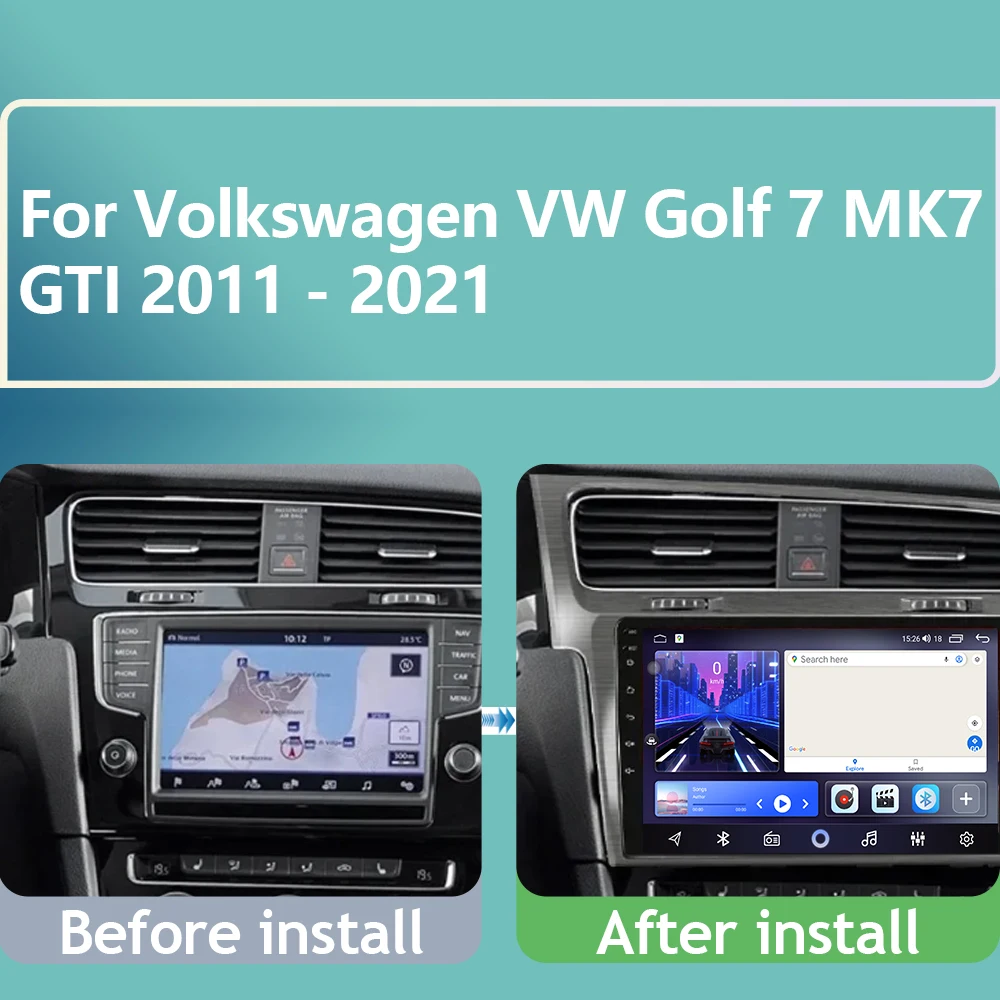 For Volkswagen VW Golf 7 MK7 GTI 2011 - 2021 Car Radio Android 15 Navigation Stereo Auto DSP BT 2din GPS Carplay Multimedia WIFI