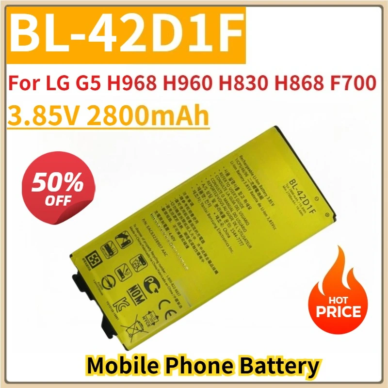 

New Replacement Mobile Phone Battery 3.85V 2800mAh BL-42D1F for LG G5 H968 H960 H830 H868 F700