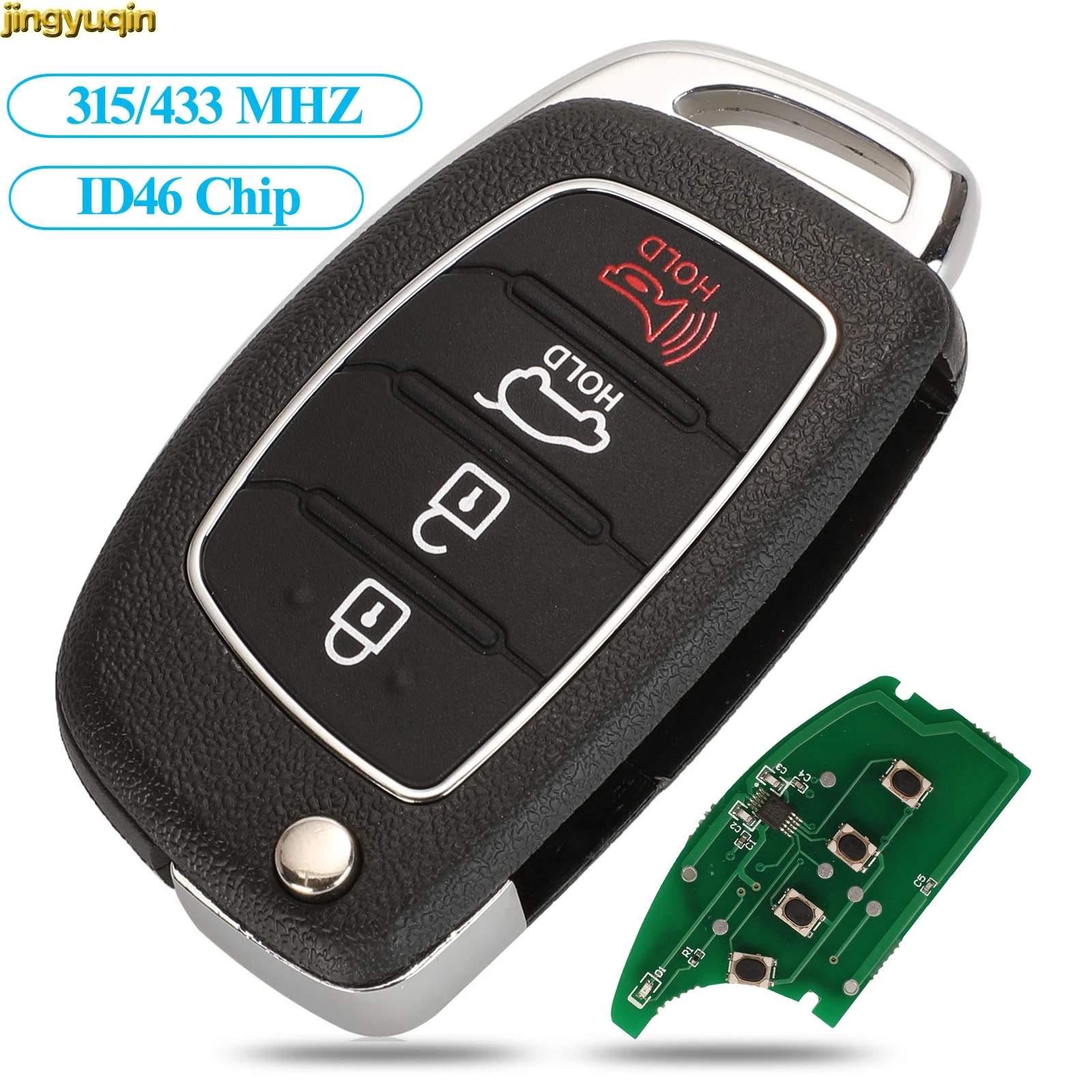 Jingyuqin Remote Car Key Control 315/433MHz ID46 Chip For Hyundai Accent I40 I20 IX35 I45 HB20 SANTA FE 4 Buttons