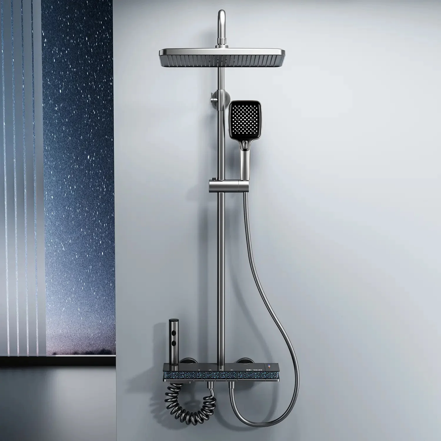 Moderno sistema de ducha digital con control táctil para una relajación de lujo: ideal para los propietarios tecnológicos en configuraciones de baño de primera calidad
