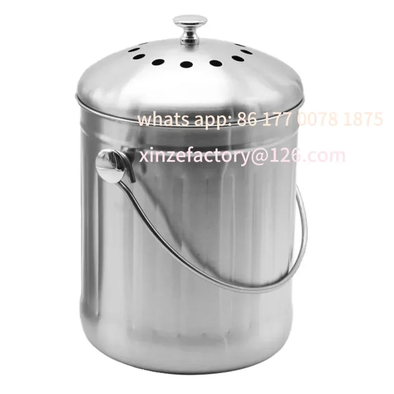 

Customizable 5L Compost Bin Vegetable Residue Peel Household Durable Stainless Steel Kitchen Black Charcoal Filter Kitchen