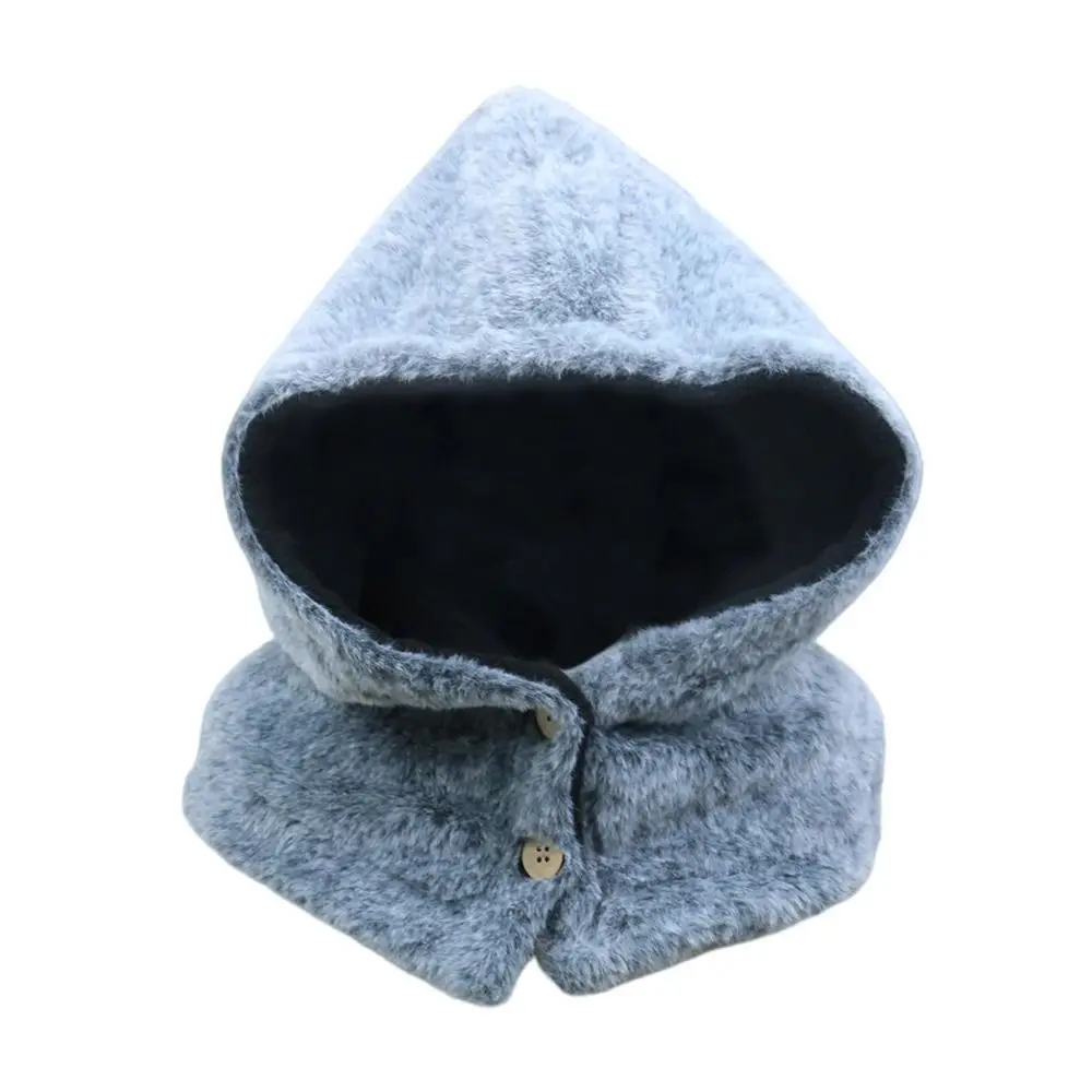 Topi Balaclava Musim Dingin Berbahan Plush dengan Syal Terintegrasi, Pelindung Telinga Hangat, Set Syal Kasual Lembut Berkerudung untuk Pria Wanita