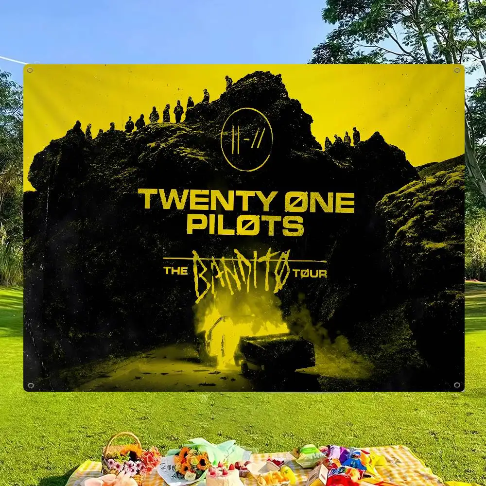Флаг-баннер T-Twenty O-One P-Pilots Band малого размера для черлидинга, ручной, для создания атмосферы на открытом воздухе