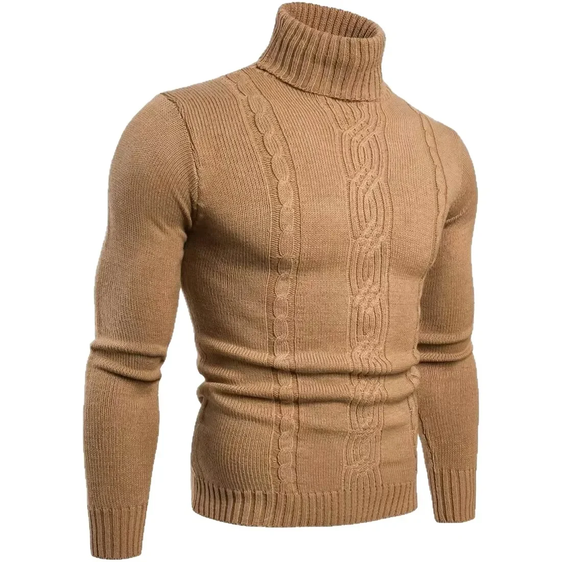 

2025 New Fashion American European Men's Solid Color Casual Trendy Thicken Long Sleeve Turtleneck Knitted Sweaters Male Clothes