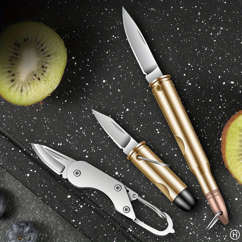 Carrying folding knife multifunction high hardness sharp knife portable keychain stainless steel mini peeling fruit knife