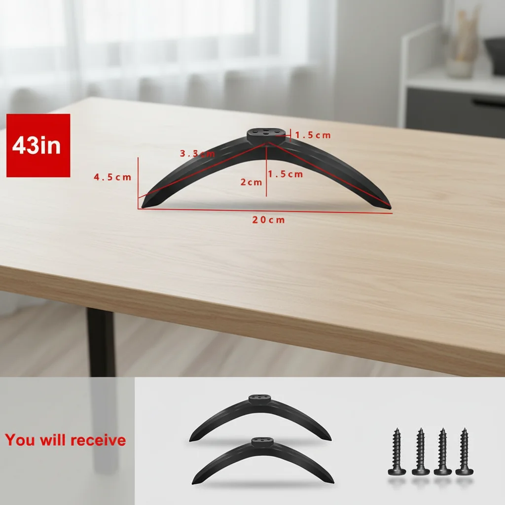 New Universal TV Base Stand Legs With Screws Black TV Stand Base Mount Tabletop Adjustable Hardware Bedroom