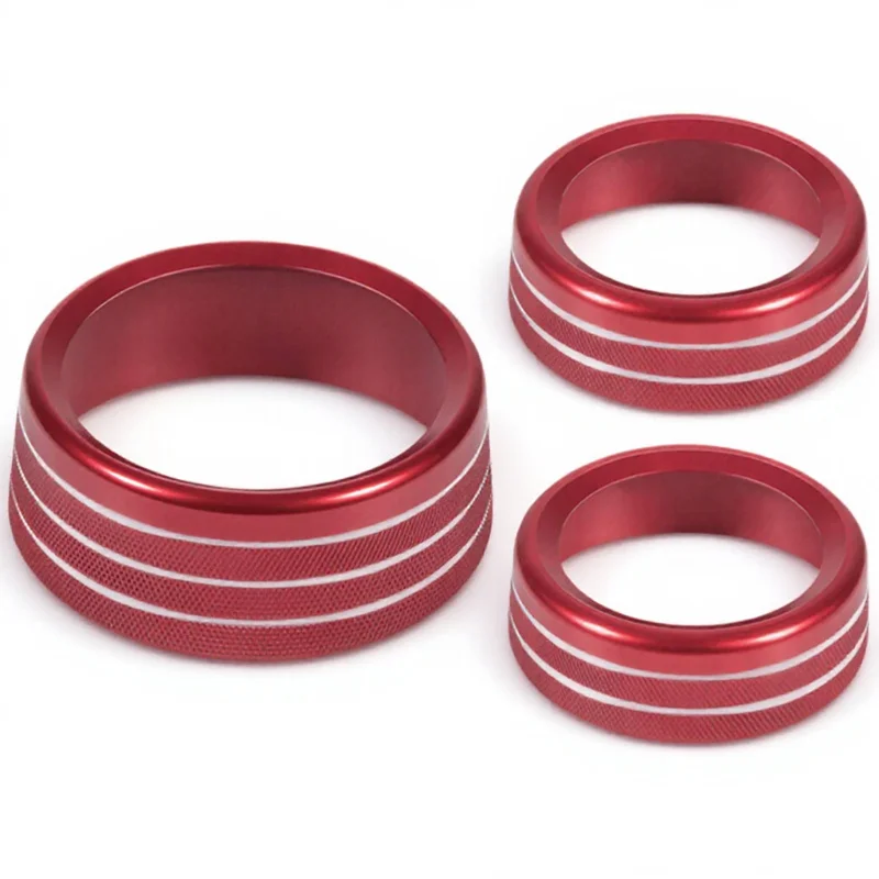 

3Pcs Air Conditioner Button Ring Durable Aluminum Knob Covers Car Interior Decoration Climate Control Audio Knob Trim