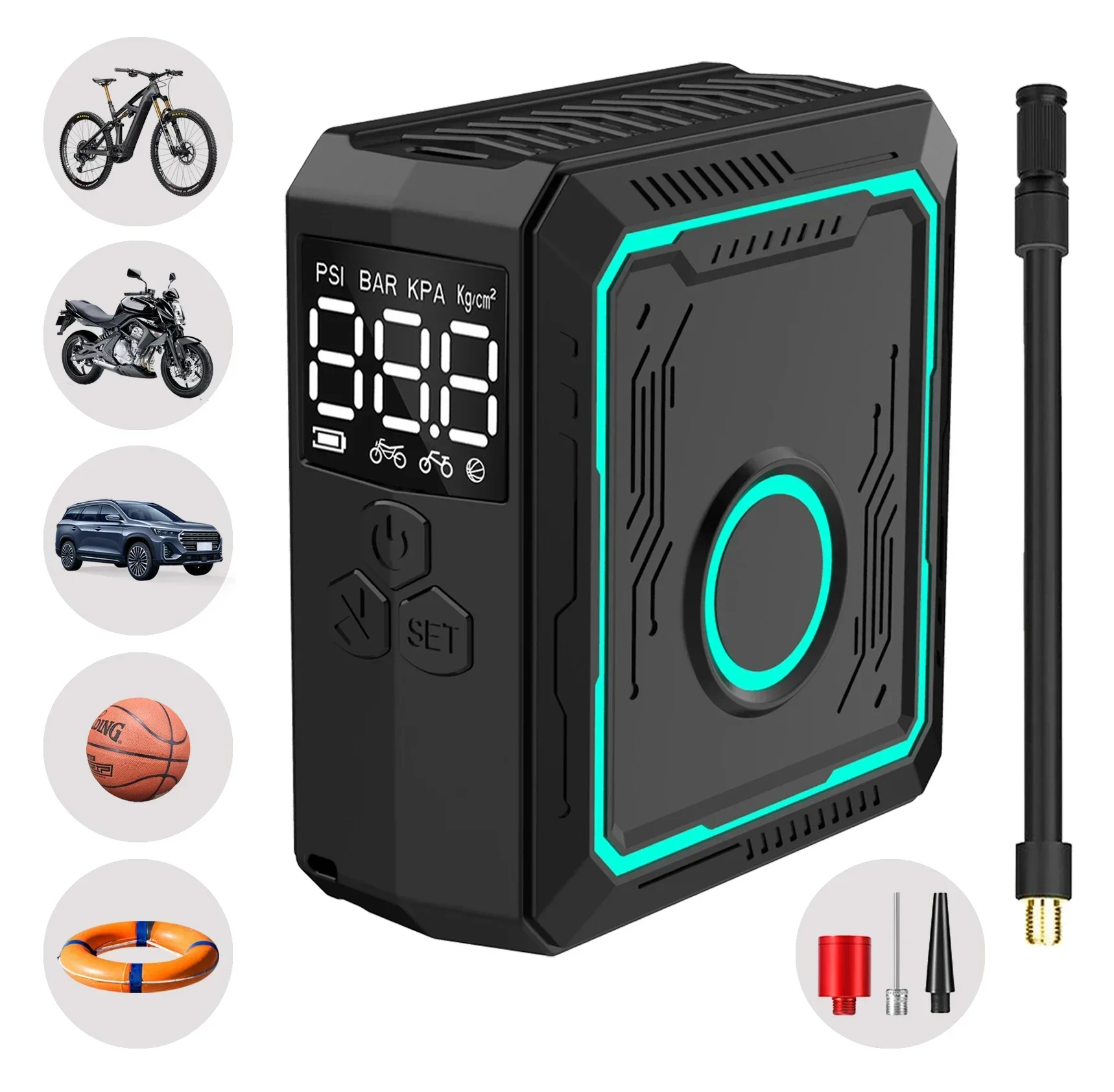 

Hot Sale Cordless Rechargeable Portable Bike Air Pump Digital Auto Air Compressor 150 PSI Electric Wireless Car Tire Inflator