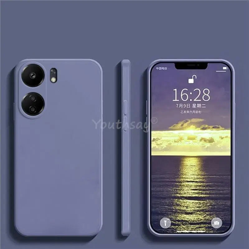 Funda protectora de silicona para Xiaomi Redmi 13C, carcasa lisa de TPU, anticaída