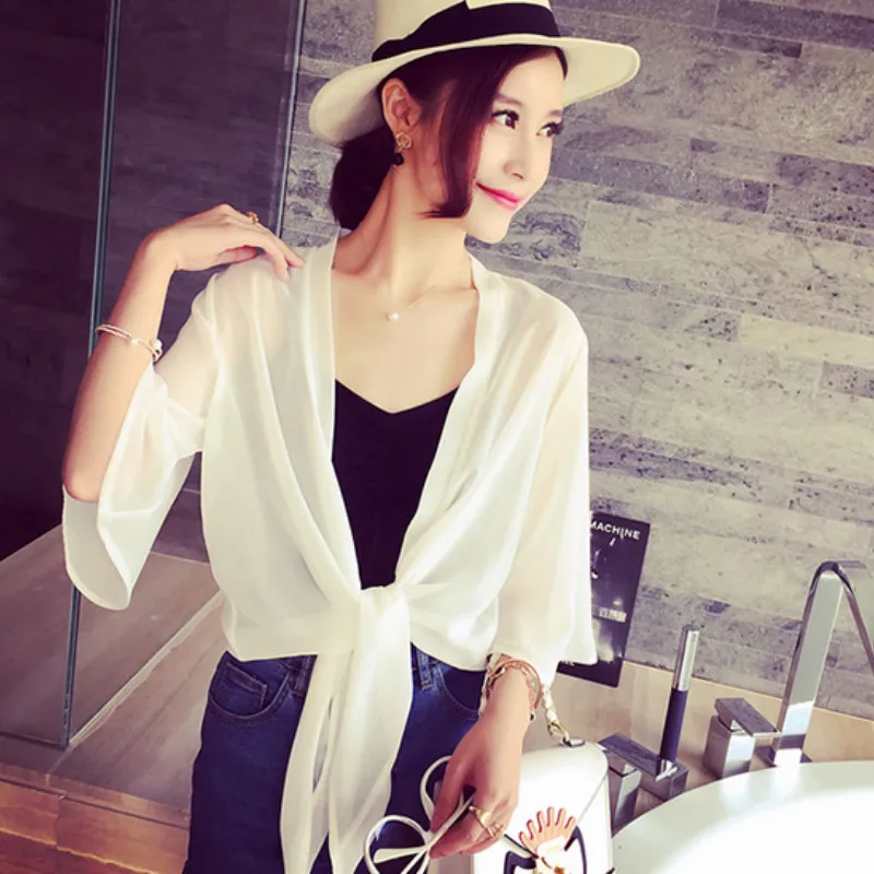 APIPEE 2024 New Sexy Women Beachwear Chiffon Cardigan Bikini Swimwear Cover Up Shirt Outwear