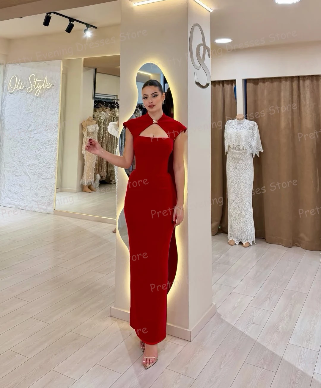 

Charming Evening Dresses Woman's Mermaid Sexy Hollow Sleeveless Prom Gowns Customized Tea-Length Party Fashion Vestidos De Novia