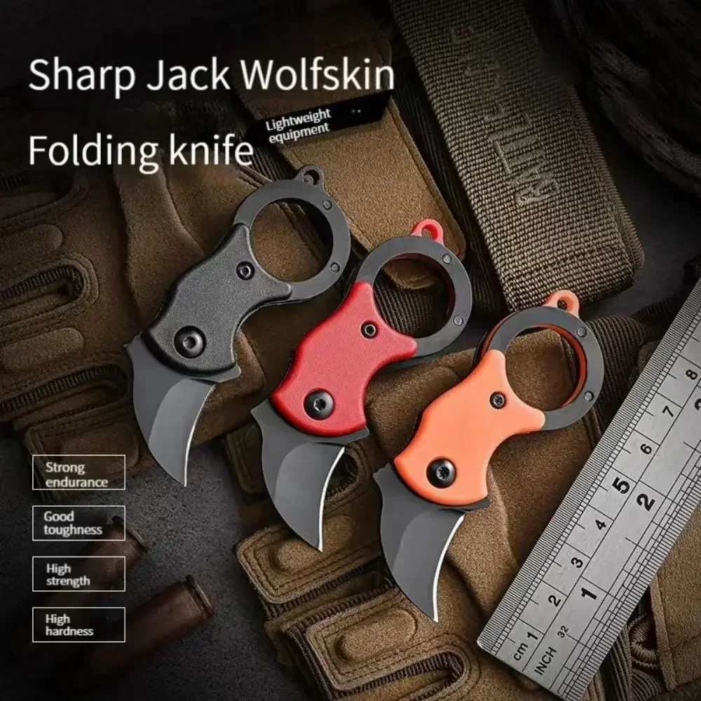 Mini Fox-Sharp Self-Defense Folding Claw Knife, Carry Courier Keychain, Open Box, Portable Key, Outdoor, Send 5 Blades