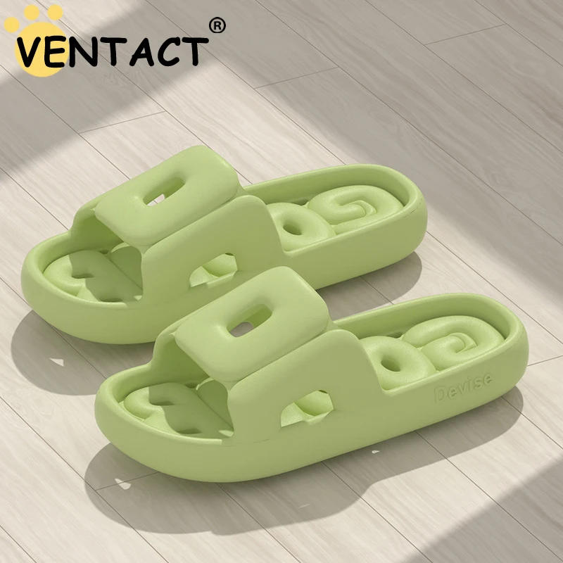 VENTACT Summer Slippers Cloud Soft Couple Slides Women Men Bathroom House Cheese Slippers Leaking Quick-drying Shower Slipper