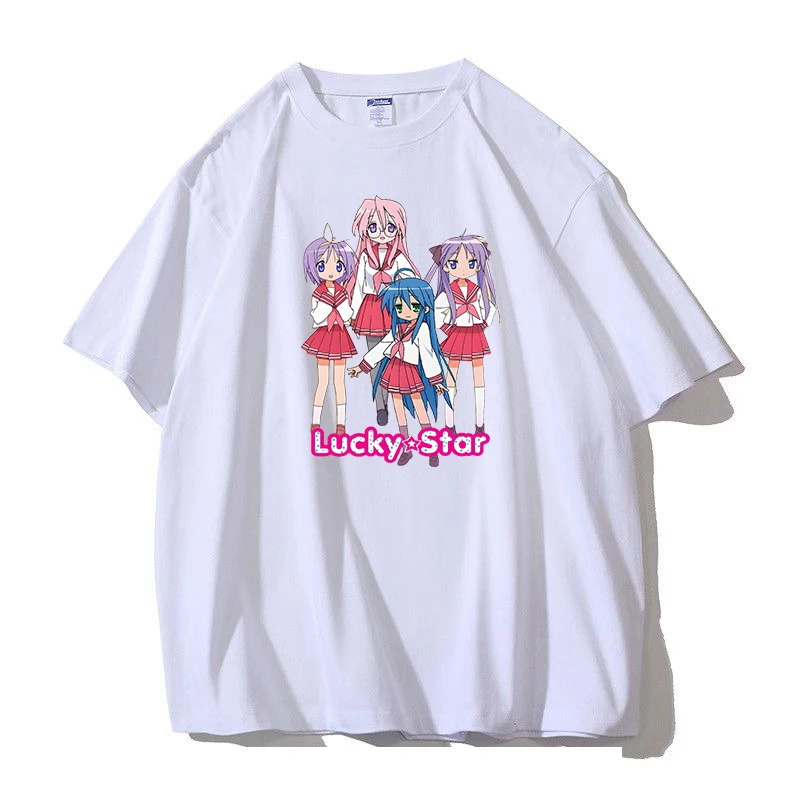 Anime Lucky Star Konata T Shirt Cartoon Men/women Aesthetic Vintage Car Tshirt Unisex Manga Print Oversize Tops Cotton Tee Shirt