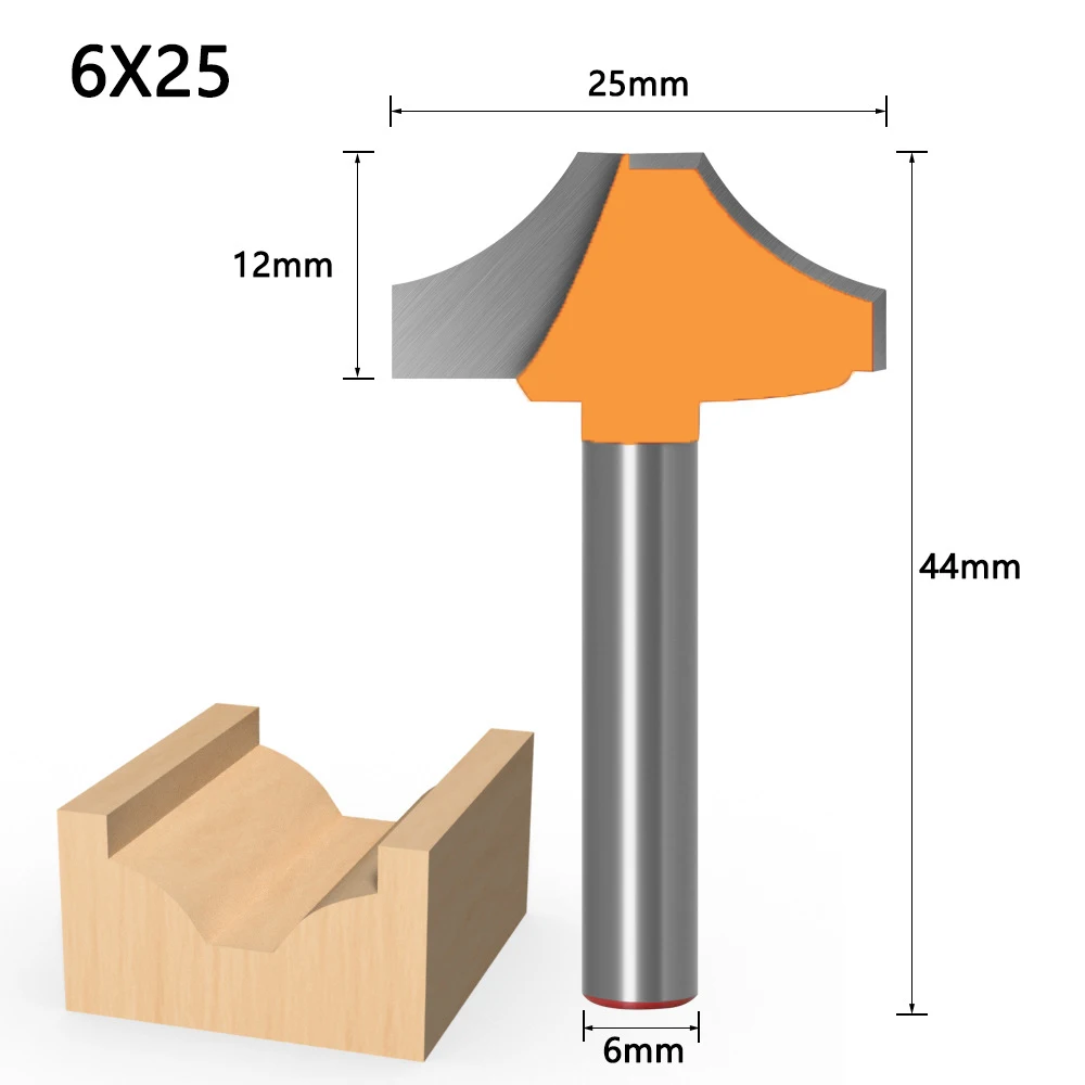 1PC 6MM Shank Milling Cutter Wood Carving Tungsten Carbide Cnc Router Bit Woodworking Cutter Open End Carving Round Bits