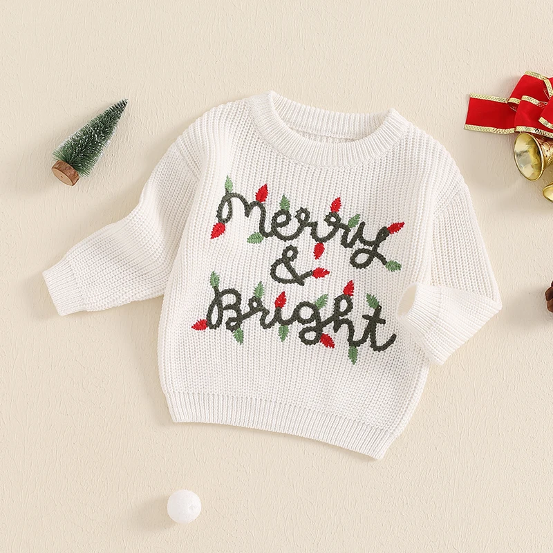 Toddler Baby Boy Girl Christmas Sweater Long Sleeve Knit Pullover Top Newborn Fall Winter Clothes