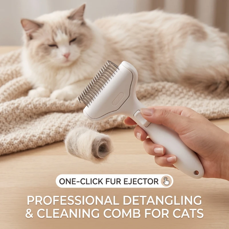 1/2Pcs Stainless Steel Needle Knot-Opening Pet Comb for Pet Hair Thinning Cleaning Fluff Removal Shedding Pet Grooming Tools