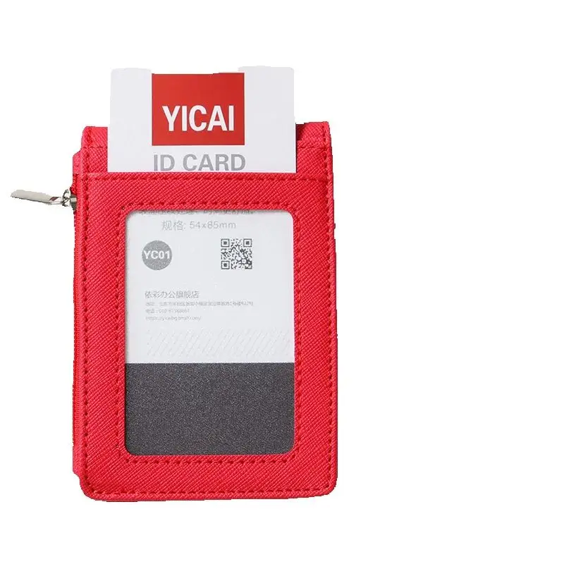 Multi-Slot ID Badge Card Holder with Zipper Compartment Retractable Reel for Transit Bank Badge