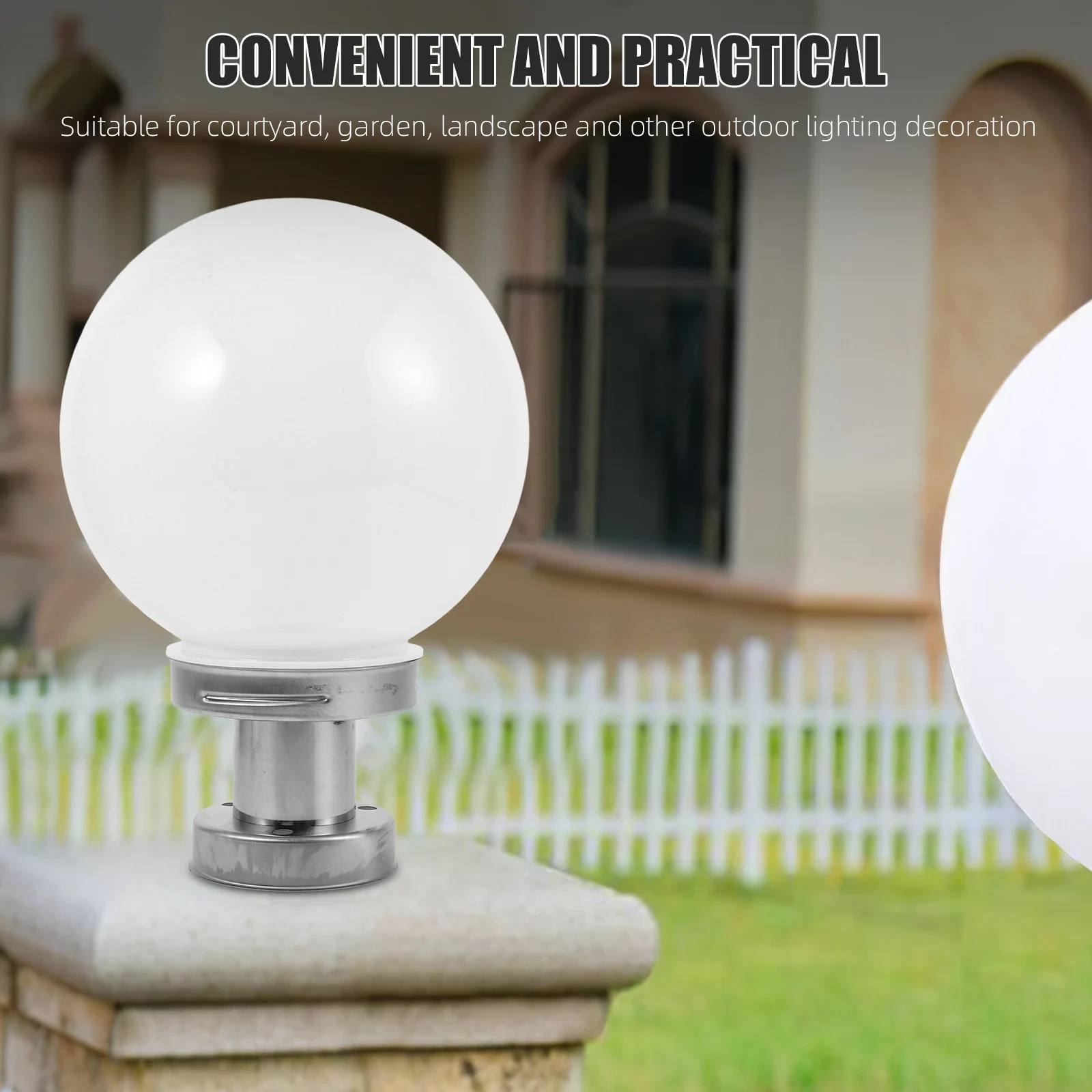 

Waterproof Garden Lamp Shade Post Light Cover Replacement Globe Outdoor Plastic Stainless Steel Decorative for Porch