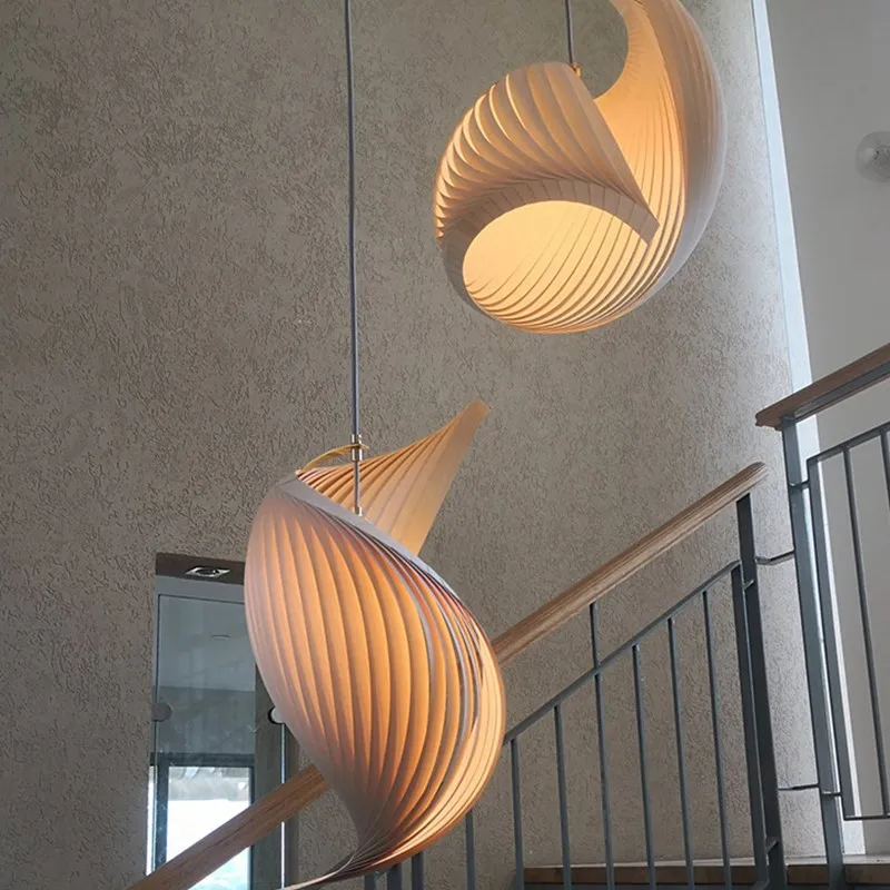 Japanese Unique Wooden LED Pendant Lamps Creative Living Room Restaurant Coffee Shop Art Chandelier Home Decor Lights Fixtures