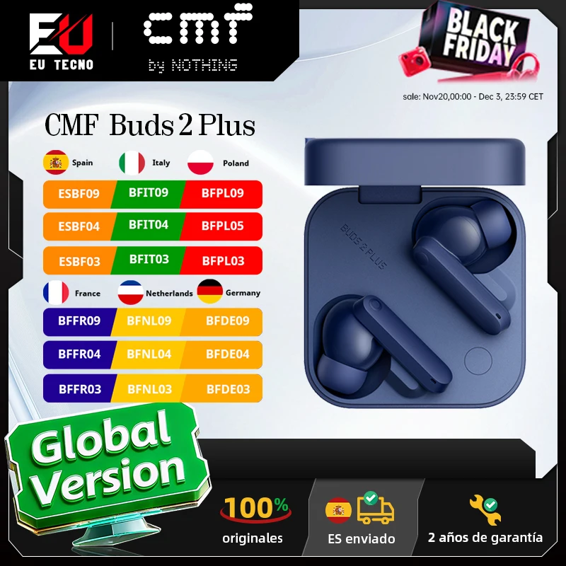 Versión Global CMF Buds 2 Plus auricular inalámbrico 12mm controlador LCP 50dB híbrido ANC alta resolución LDAC IP55 resistencia al agua y al polvo