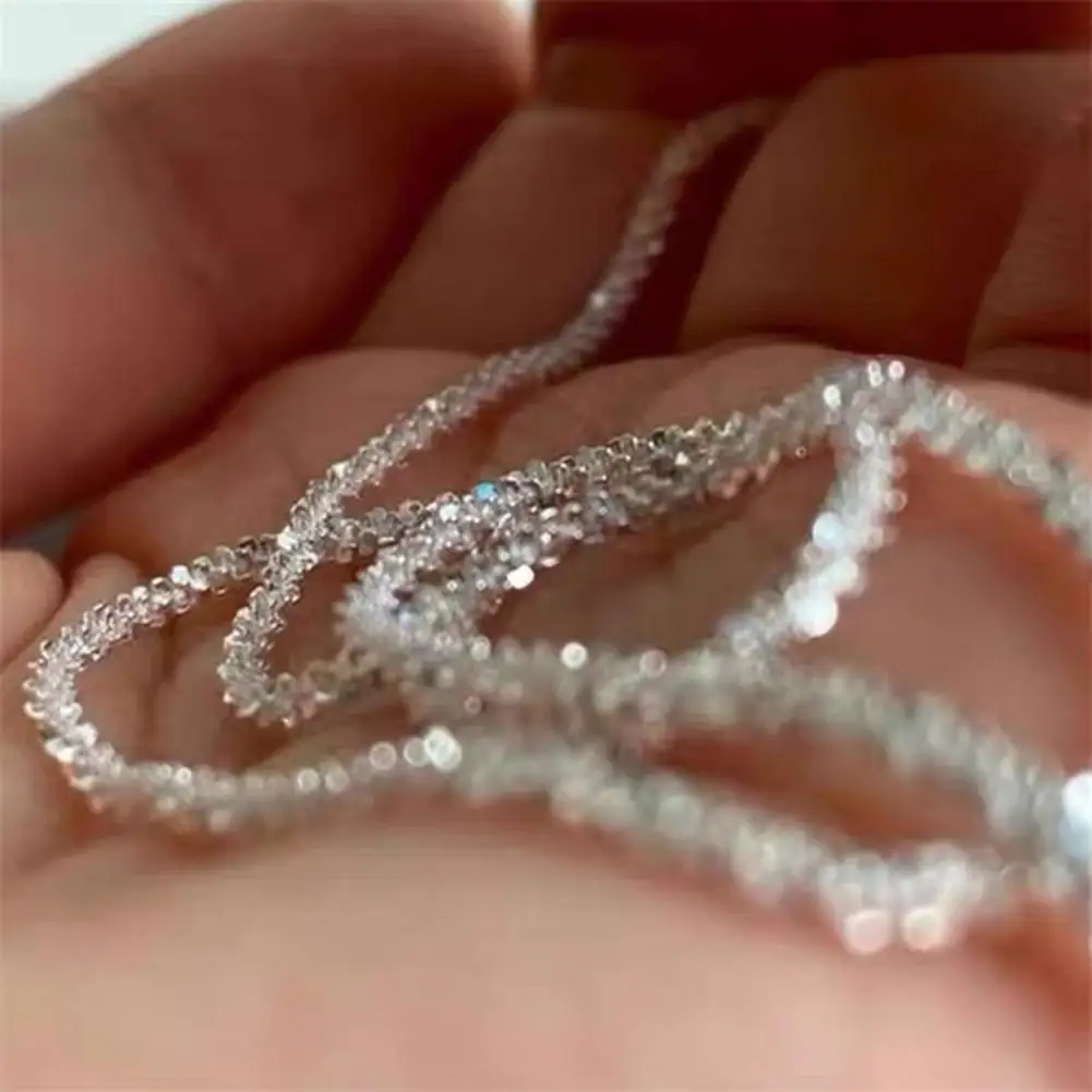Women Necklace Single-layer Necklace Design Women’s Choker Necklace with Broken Rhinestones Adjustable Extension Length