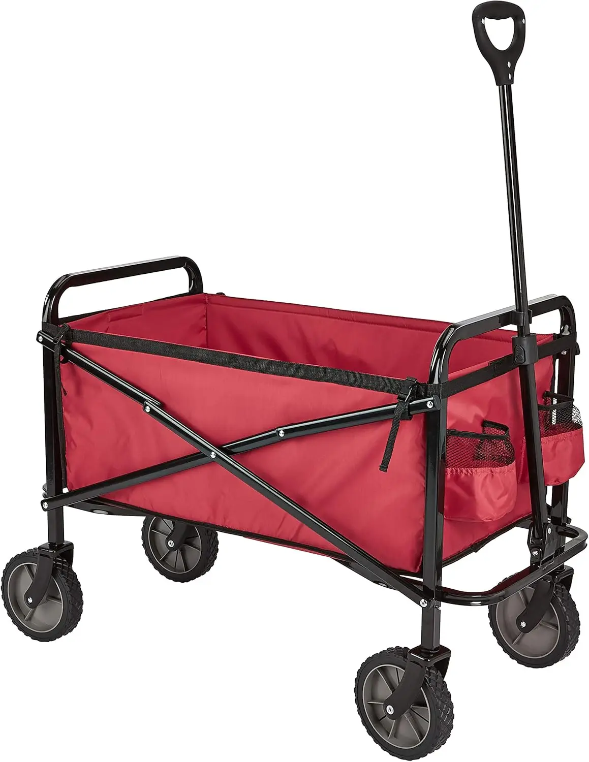 

Collapsible Folding Wagon, Heavy Duty, Utility Wagon for Sports, Camping, Garden, and Shopping, Red