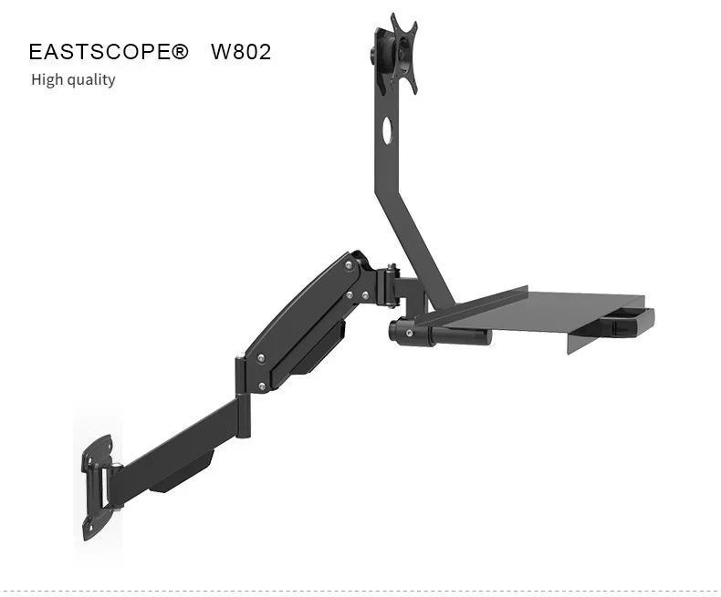 Wall Mount Gas Spring Monitor Keyboard Tray Holder LCD Monitor Holder Arm TV Mount Sit-Stand Working Station W802B