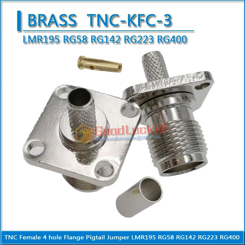 

1 шт TNC, гнездовой, 4 отверстия, фланцевый обжим для LMR195 RG58 RG142 RG223 RG400, кабельный радиочастотный соединитель, гнездо