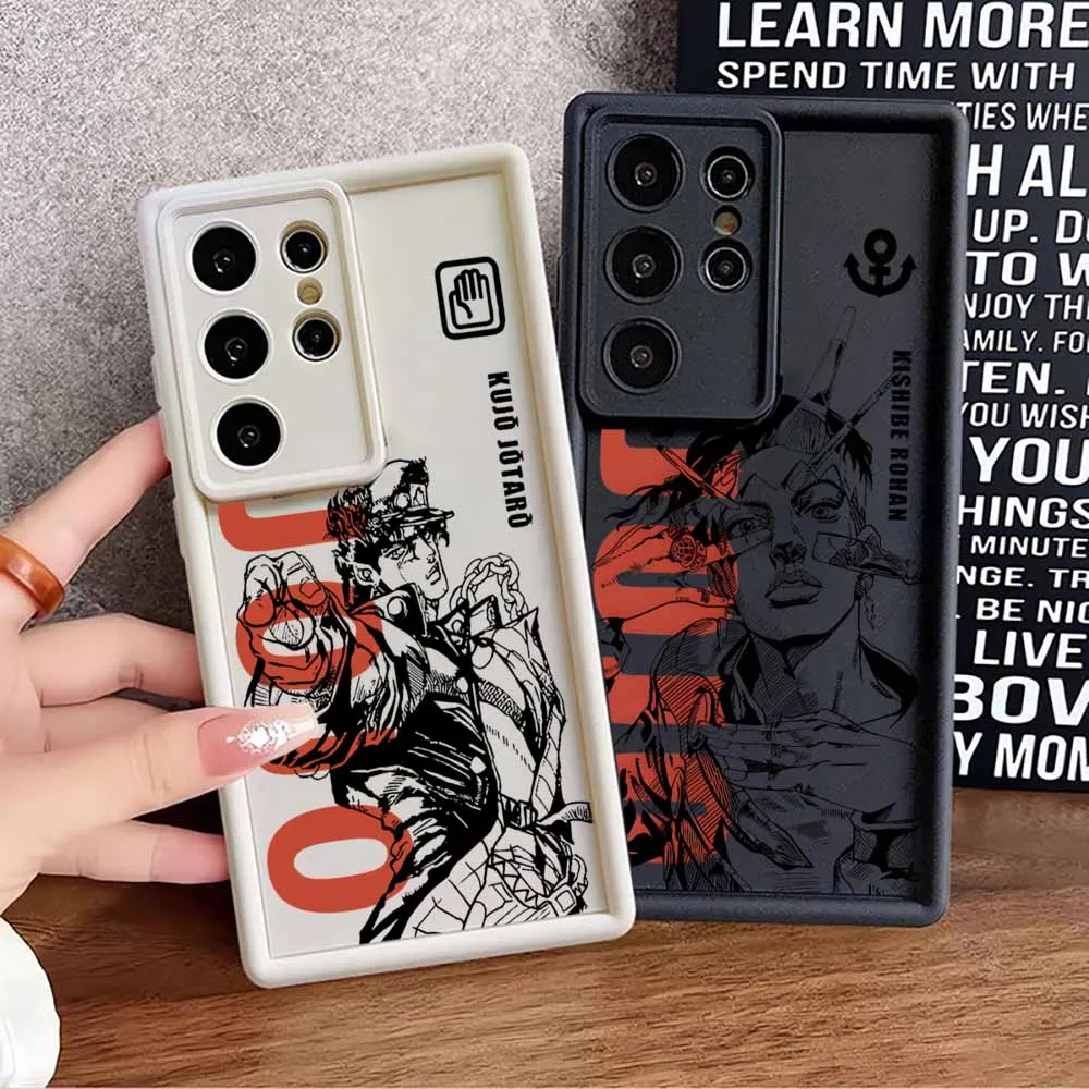 JoJo Bizarre Adventure For Samsung Galaxy S25 S24 S23 S22 S21 S20 FE Note 20 Ultra Plus 5G Eyes Ladder Lanyard Phone Case