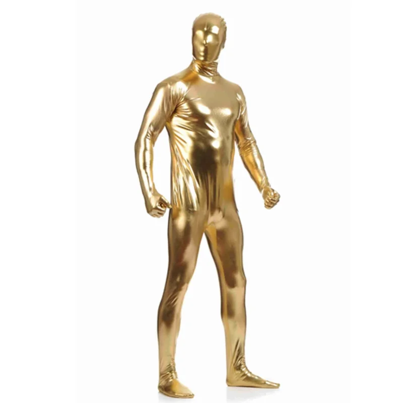 Uomo Zentai spandex suit nero lucido metallizzato collant pelle costumi per tutto il corpo unitard custom skin body performance sul palco