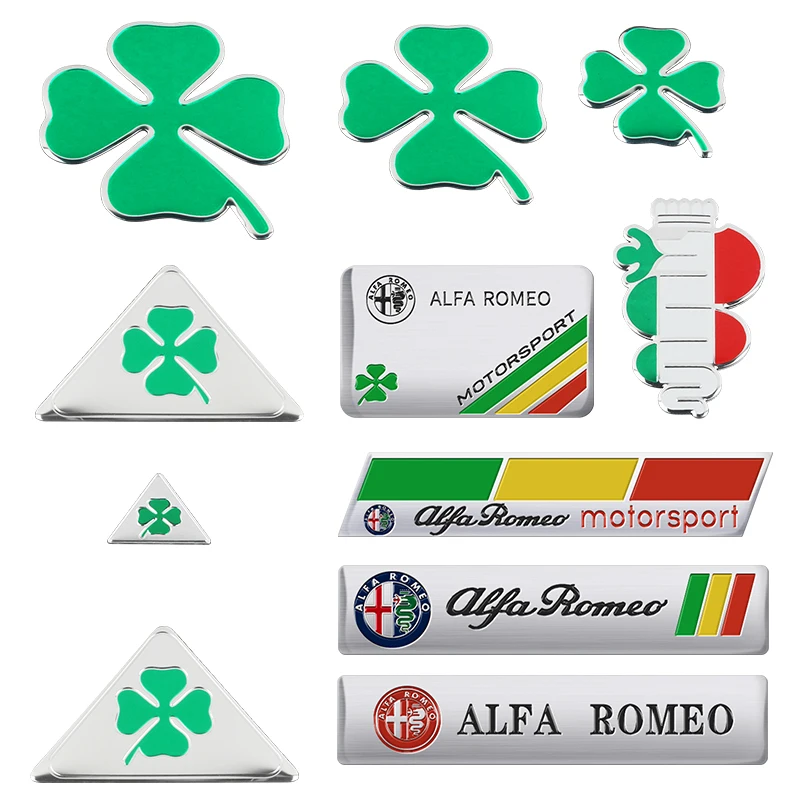 Green Four-leaf Clover Logo Decal for Alfa Romeo 147 156 166 159 Mito Giulietta Giulia Spider Car Side Fender Body Badge Sticker