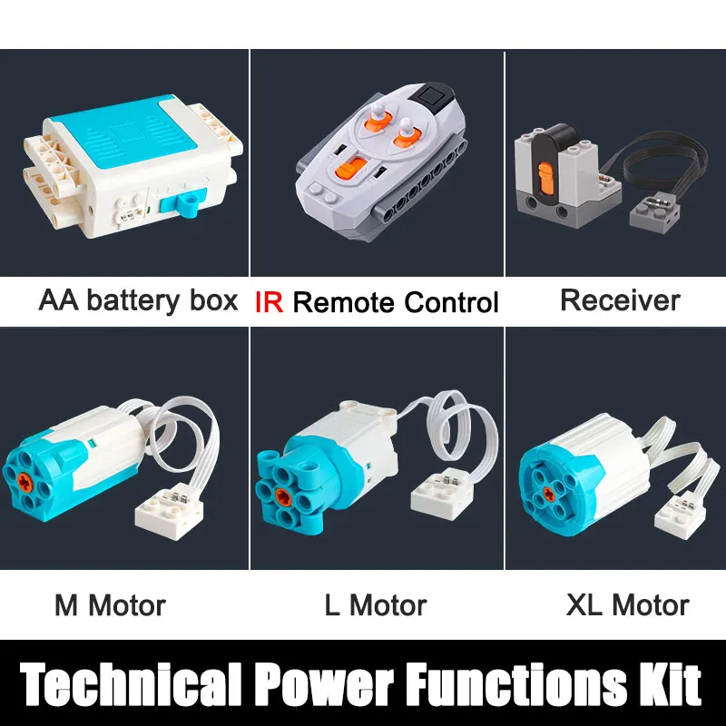 MOC Technical Parts Power Functions M/XL/L Servo Motors Building Blocks High Speed Electric Engine IR Remote Receiver DIY Toys