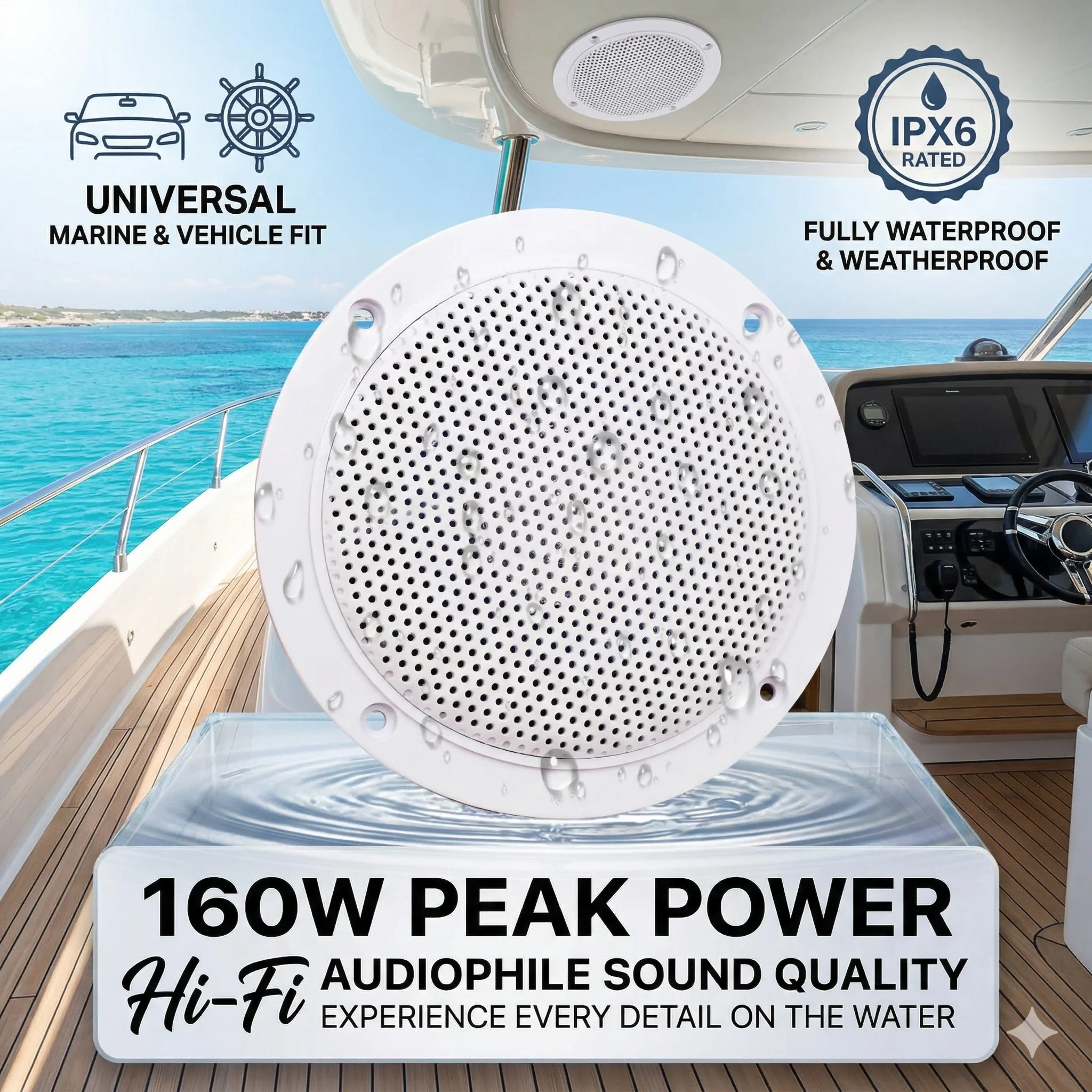 

Herdio 4 Inch Marine Ceiling Speaker, Waterproof & Durable for Bathroom, Kitchen, Boat, RV, Camper & Motorcycle