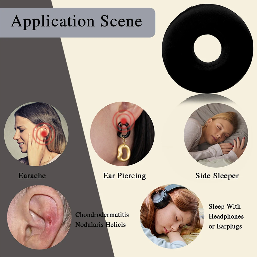 Foam Ear Piercing Pillow Slow Rebound Hollow Design Ear Hole Donut Pillow Comfortable Washable Side Sleeper Pillow