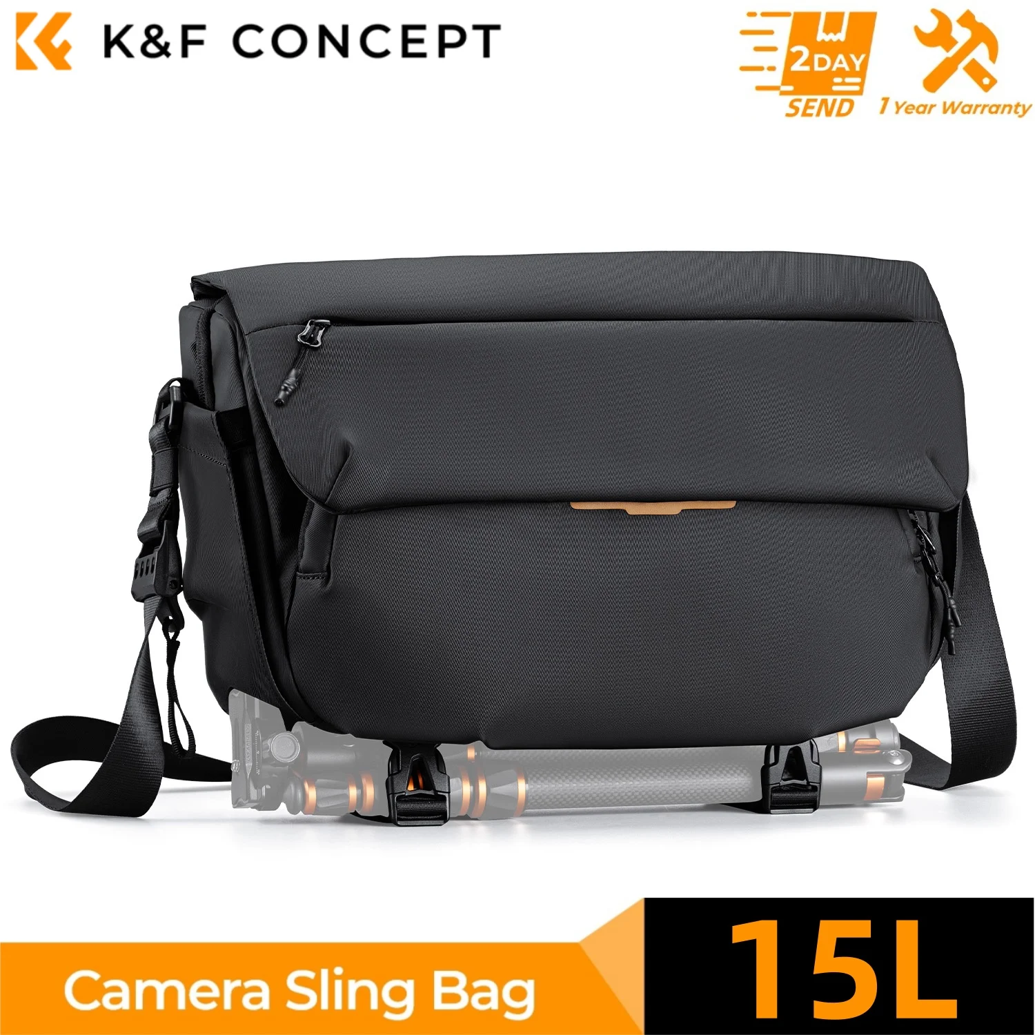 

K&F CONCEPT 15L Large Camera Sling Bag Waterproof Travel Photography Shoulder Bag For Nikon Canon Sony Camera Case Tripod Holder