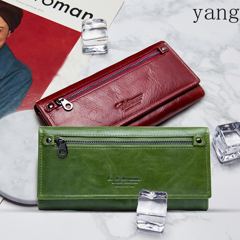 Genuine Leather Women Wallets Female Long Clutch Photo Holder Wallet Large Capacity Purses With Money Phone Bags